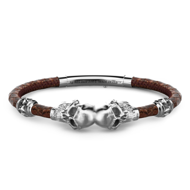 Zancan leather bracelet with skulls.