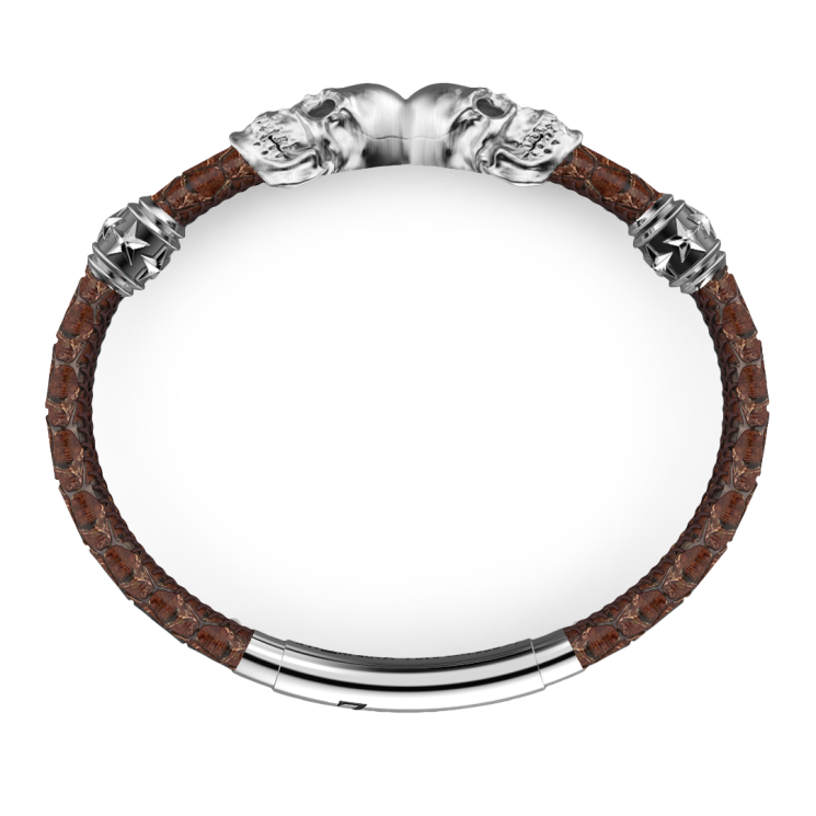 Zancan leather bracelet with skulls.