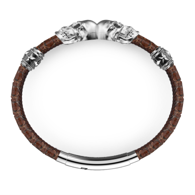 Zancan leather bracelet with skulls.