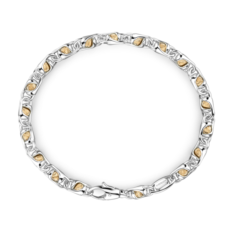 Pulsera Zancan con cadena de plata y oro rosa para hombre.