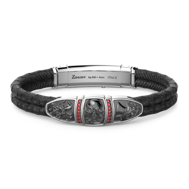 Zancan-Armband aus Leder mit Totenkopf.