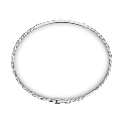 Bracelet gourmette Zancan en argent avec plaque et inserts en or rose.