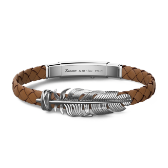 Bracciale Zancan in argento e pelle con piuma. 2