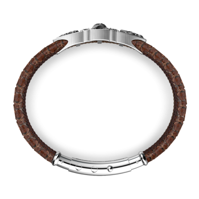 Zancan-Lederarmband mit Plakette und Totenkopf.