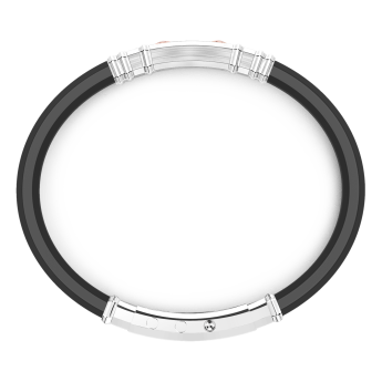 Bracciale Zancan in silicone nero con targa in argento e dettagli in oro rosa. 2