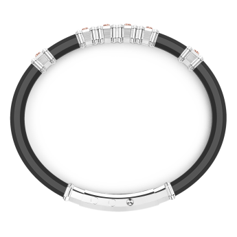 Pulsera Zancan de silicona negra con placa de plata y detalles de oro rosa. 2