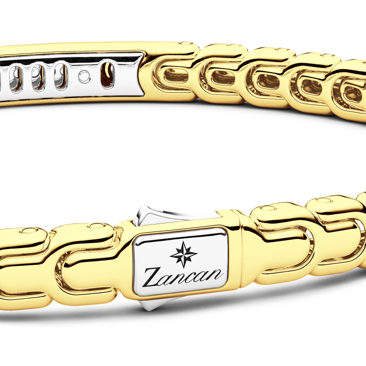 Bracelet Zancan en or 18 carats avec plaque et diamants.