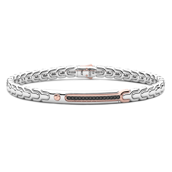 Bracelet Zancan en or 18 carats avec plaque et diamants noirs.