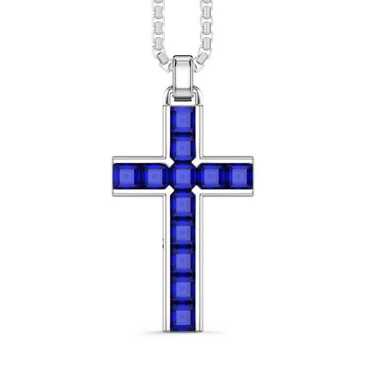 Collana Zancan in argento con pendente a croce e pietre naturali.