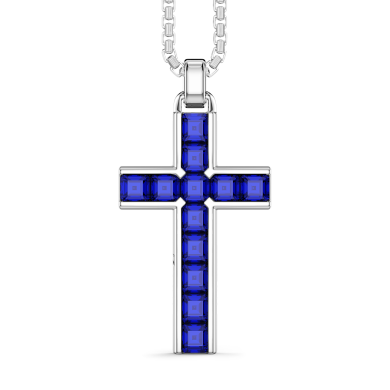 Collana Zancan in argento con pendente a croce e pietre naturali.