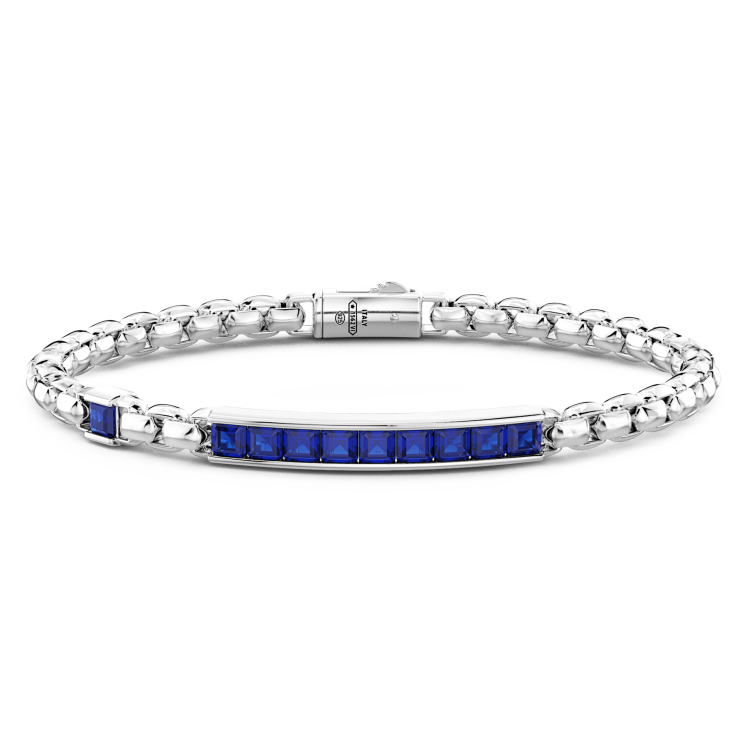 Bracciale Zancan in argento con targa centrale e pietre naturali.