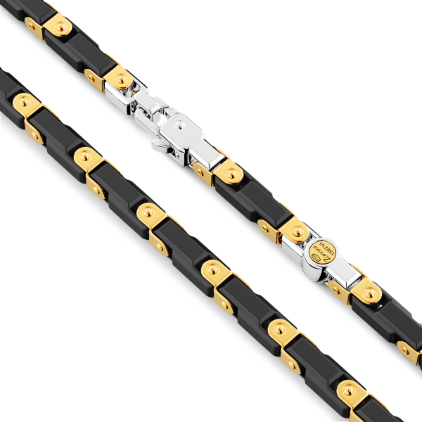 Zancan 18k gold and black ceramic necklace.