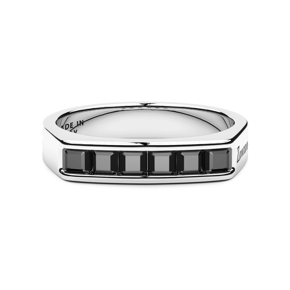 Zancan band ring in sterling silver and natural stones.