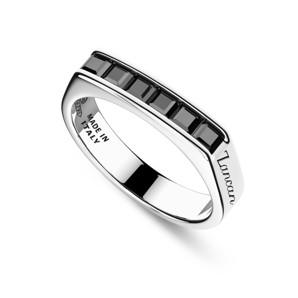 Zancan band ring in sterling silver and natural stones.