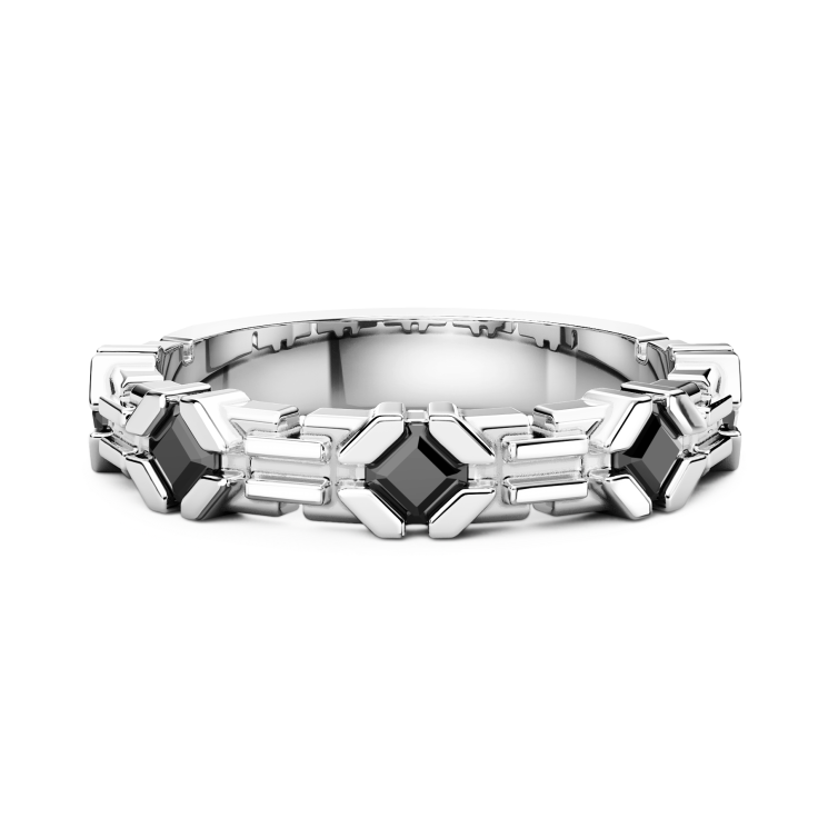Anello a fascia Zancan in argento e pietre naturali.