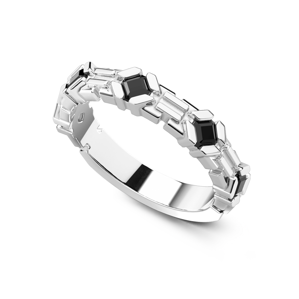 Anello a fascia Zancan in argento e pietre naturali.