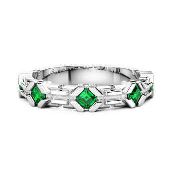 Anello a fascia Zancan in argento e pietre naturali.