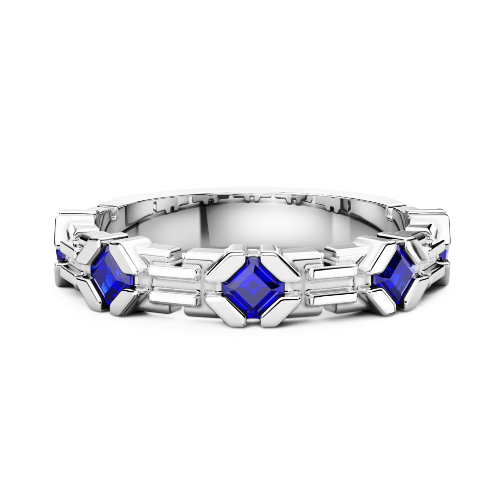 Zancan band ring in sterling silver and natural stones.