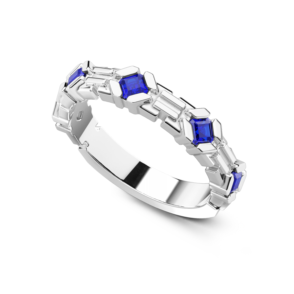 Zancan band ring in sterling silver and natural stones.