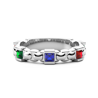 Anello a fascia Zancan in argento e pietre naturali.