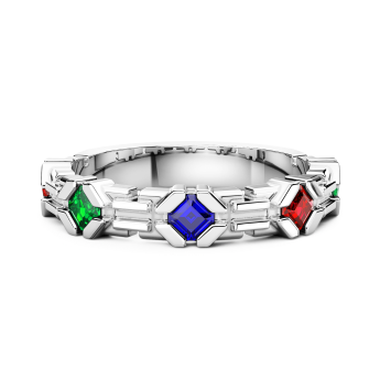 Anello a fascia Zancan in argento e pietre naturali.