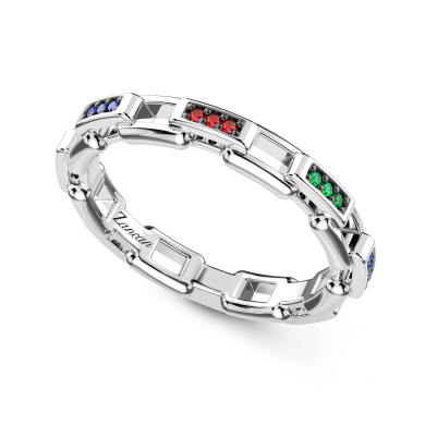 Anello a fascia Zancan in argento e pietre naturali.