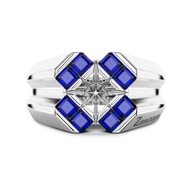 Anello chevalier Zancan in argento e pietre naturali.