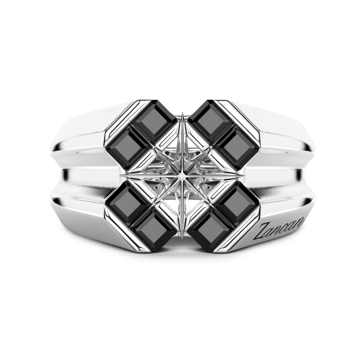 Anello chevalier Zancan in argento e pietre naturali.