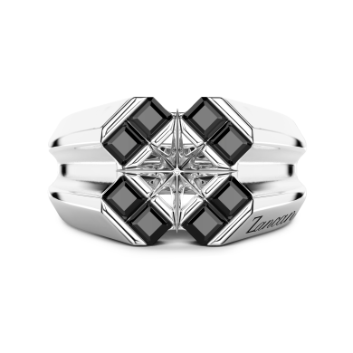 Anello chevalier Zancan in argento e pietre naturali.