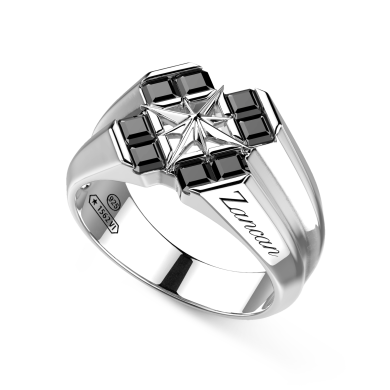 Anello chevalier Zancan in argento e pietre naturali.