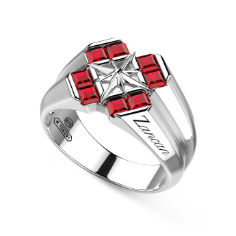 Anello chevalier Zancan in argento e pietre naturali. 2