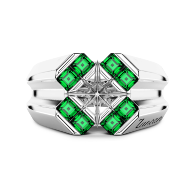 Anello chevalier Zancan in argento e pietre naturali.