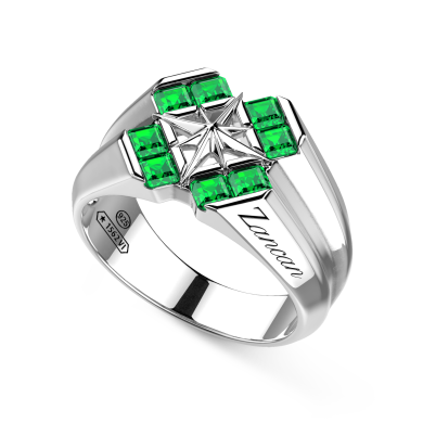 Anello chevalier Zancan in argento e pietre naturali.