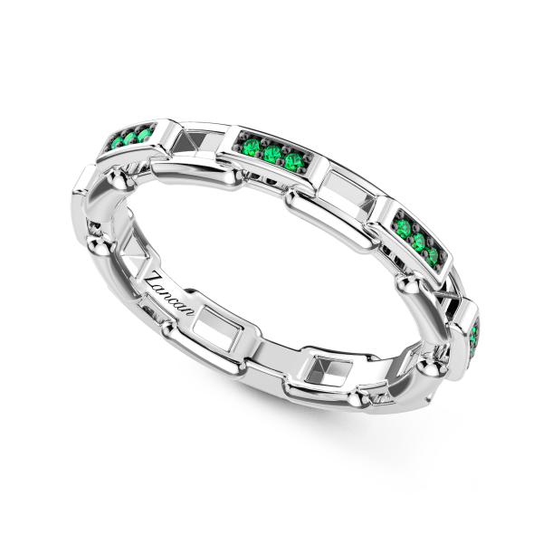 Anello a fascia Zancan in argento e pietre naturali.