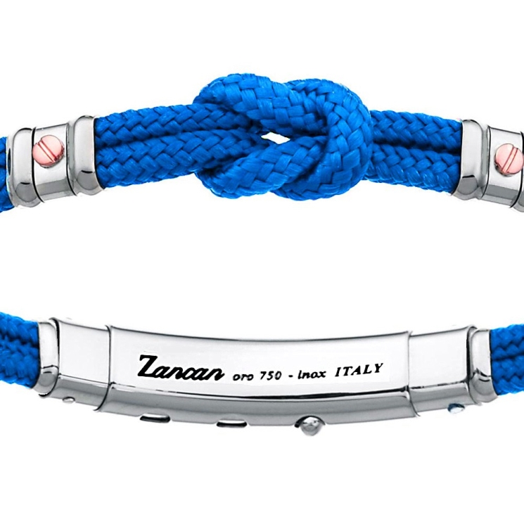 Zancan kevlar bracelet with nautical knot and rose gold screws.
