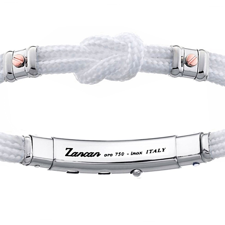 Bracciale Zancan in kevlar con nodo nautico e viti in oro rosa.