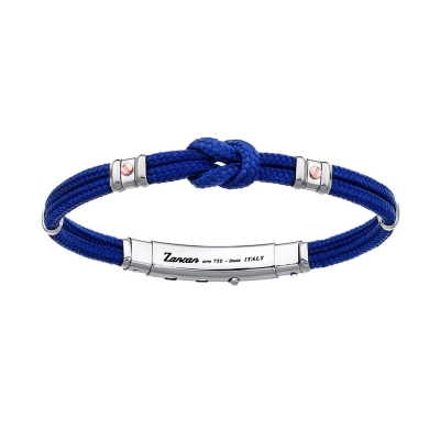Pulsera Zancan de kevlar con nudo náutico y tornillos de oro rosa.