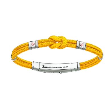 Pulsera Zancan de kevlar con nudo náutico y tornillos de oro rosa.