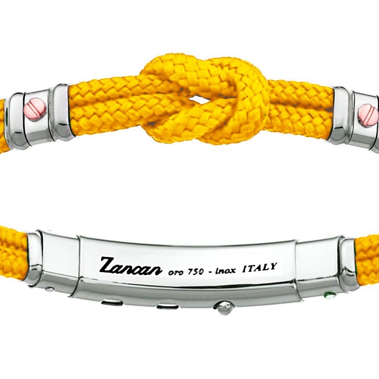 Zancan kevlar bracelet with nautical knot and rose gold screws.
