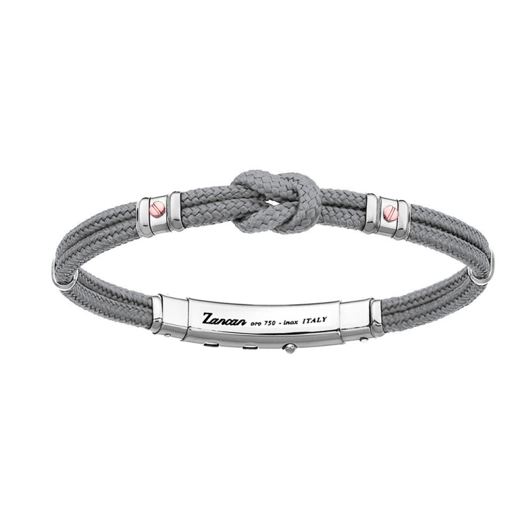 Bracciale Zancan in kevlar con nodo nautico e viti in oro rosa.