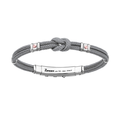 Pulsera Zancan de kevlar con nudo náutico y tornillos de oro rosa.