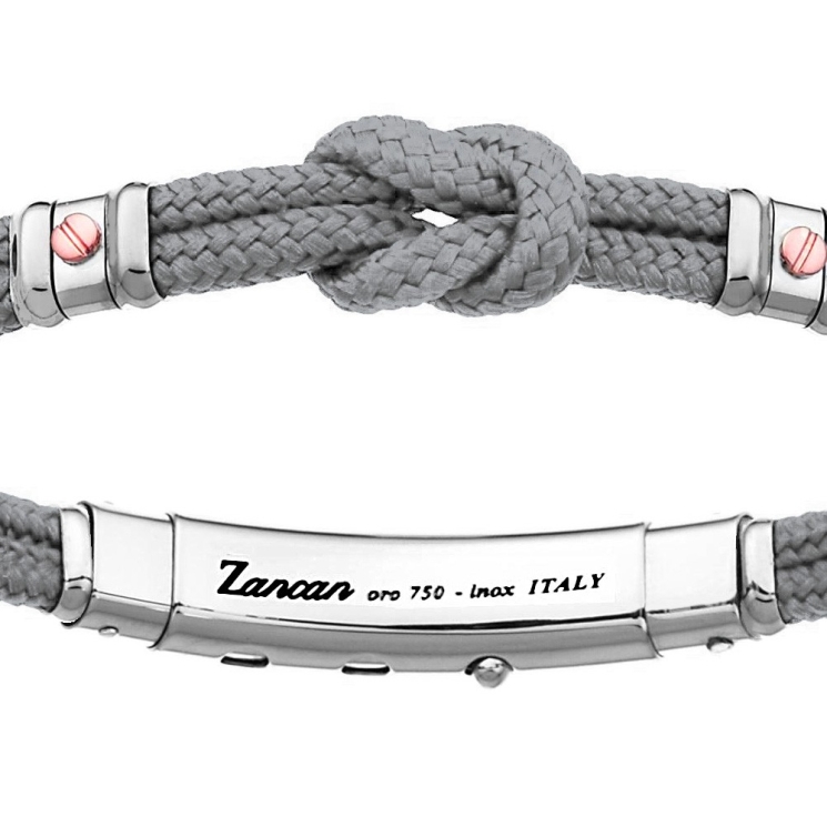 Bracciale Zancan in kevlar con nodo nautico e viti in oro rosa.
