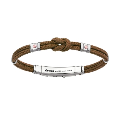 Pulsera Zancan de kevlar con nudo náutico y tornillos de oro rosa.