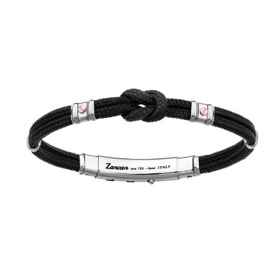 Bracciale Zancan in kevlar con nodo nautico e viti in oro rosa.