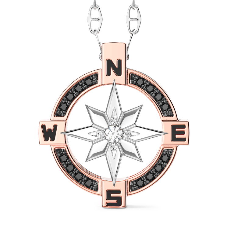 Zancan-Kette aus Gold mit Windrosenanhänger und Diamanten.
