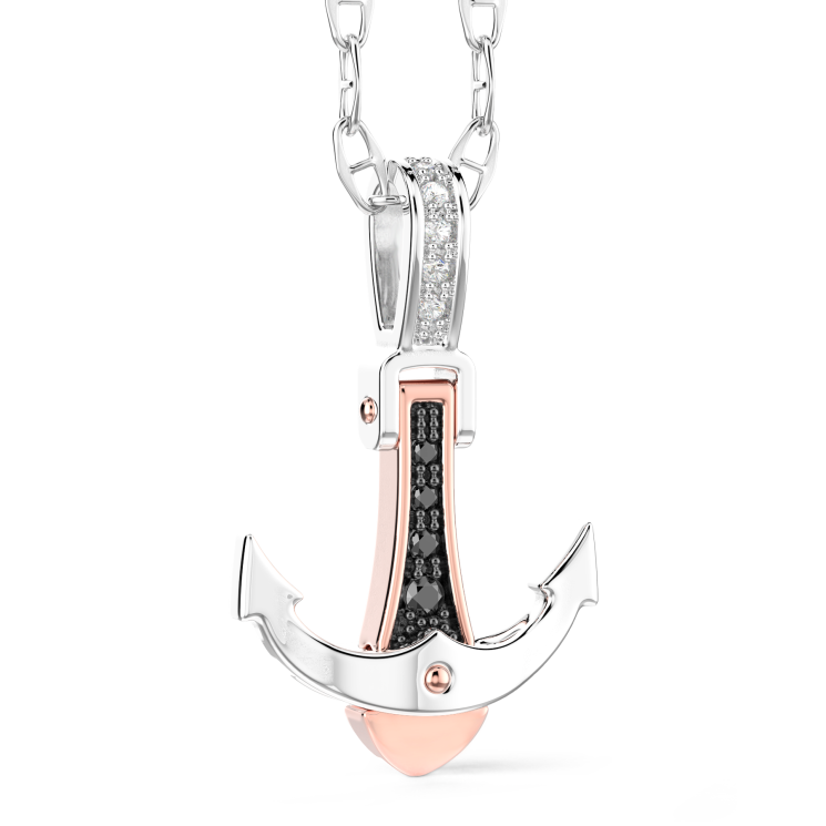 Zancan-Kette aus Gold mit Windrosenanhänger und Diamanten.