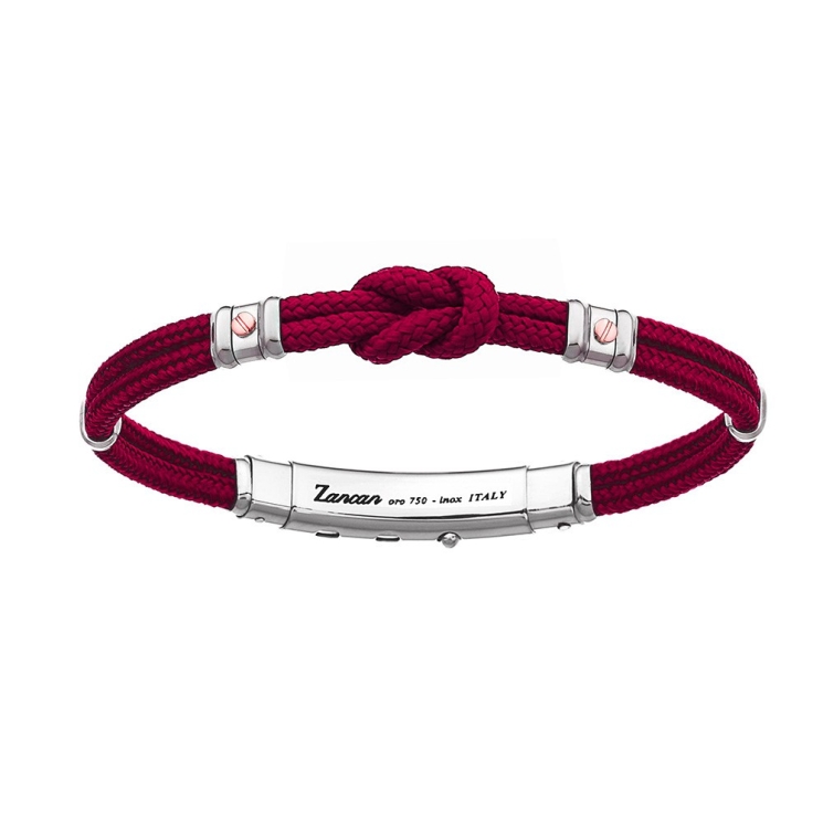 Bracciale Zancan in kevlar con nodo nautico e viti in oro rosa.