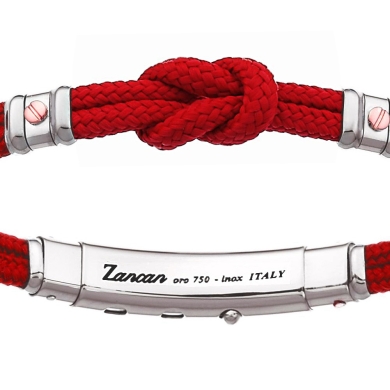 Bracciale Zancan in kevlar con nodo nautico e viti in oro rosa.