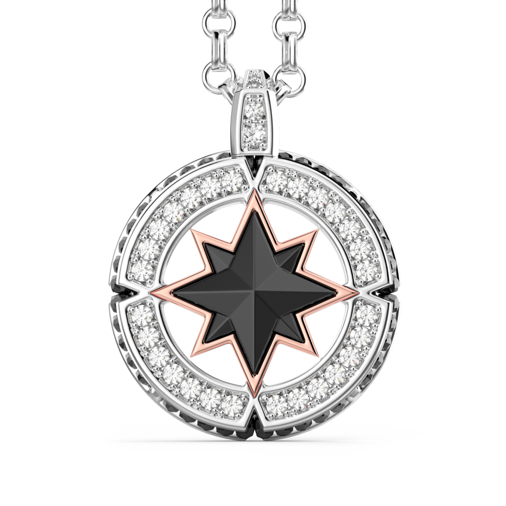 Collana a rosa dei venti Zancan in oro e diamanti.