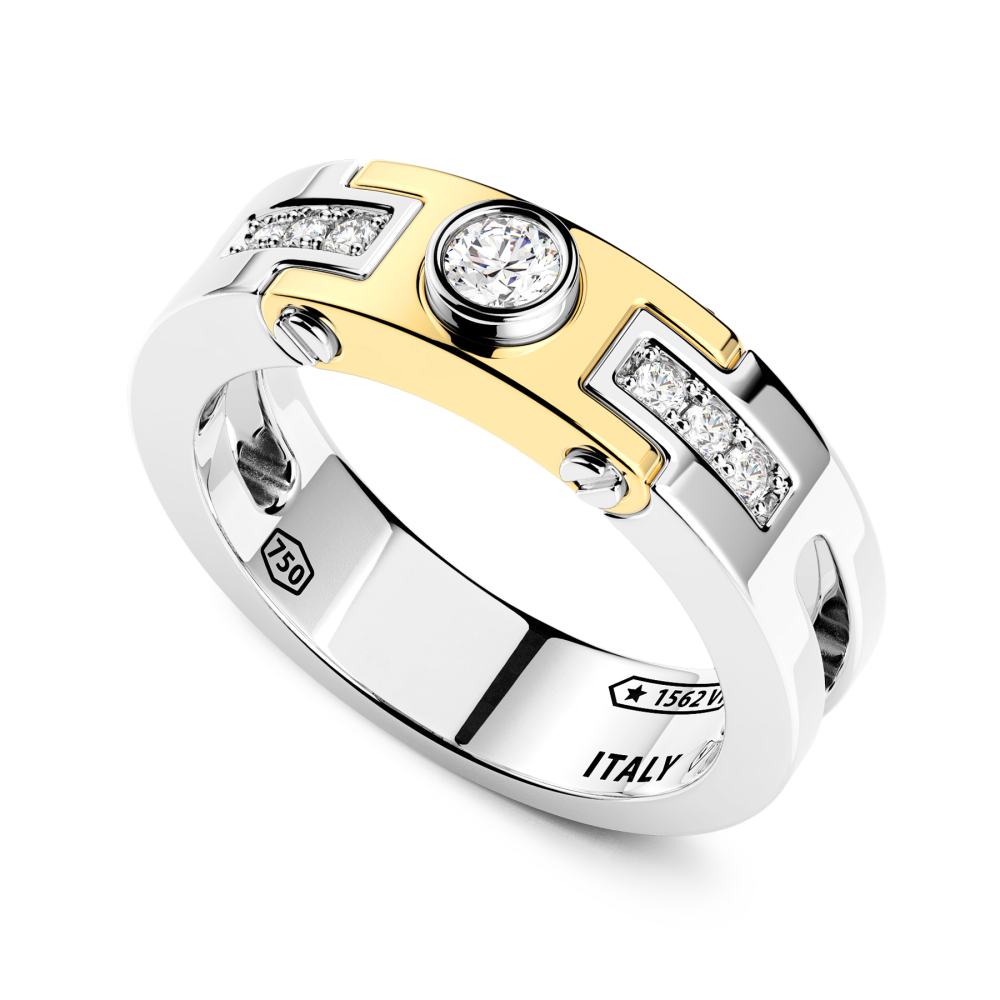 Anello Zancan in oro 18kt con diamante solitario.